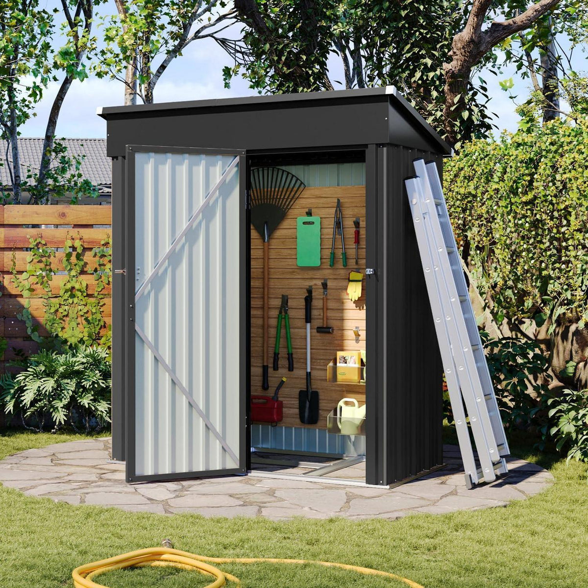 Metall Gerätehaus 150x91x185 cm mit Schloss & Belüftung
