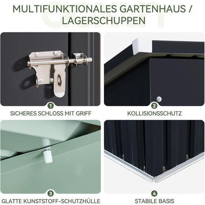 Metall Gerätehaus 150x91x185 cm mit Schloss & Belüftung