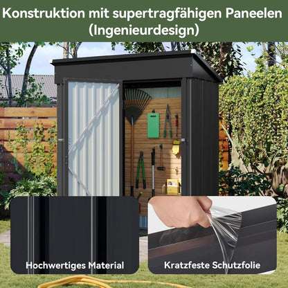 Metall Gerätehaus 150x91x185 cm mit Schloss & Belüftung