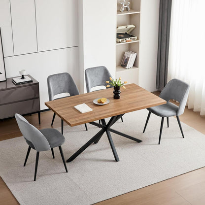 Moderner Esstisch Set mit 4 Cord-Stühlen (140x80cm)