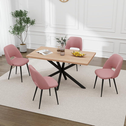 Moderner Esstisch Set mit 4 Cord-Stühlen (Rosa)