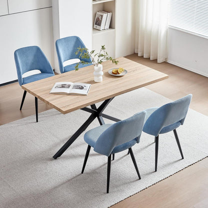 Moderner Esstisch Set mit 4 Cord-Stühlen (140x80cm)