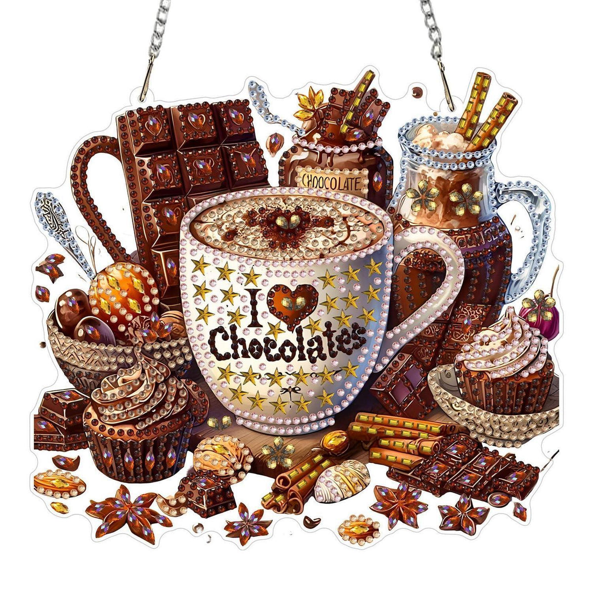 Diamantmalerei Anhänger Dessert Kaffee 5D DIY Fensterbild
