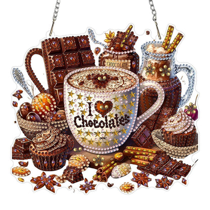 Diamantmalerei Anhänger Dessert Kaffee 5D DIY Fensterbild