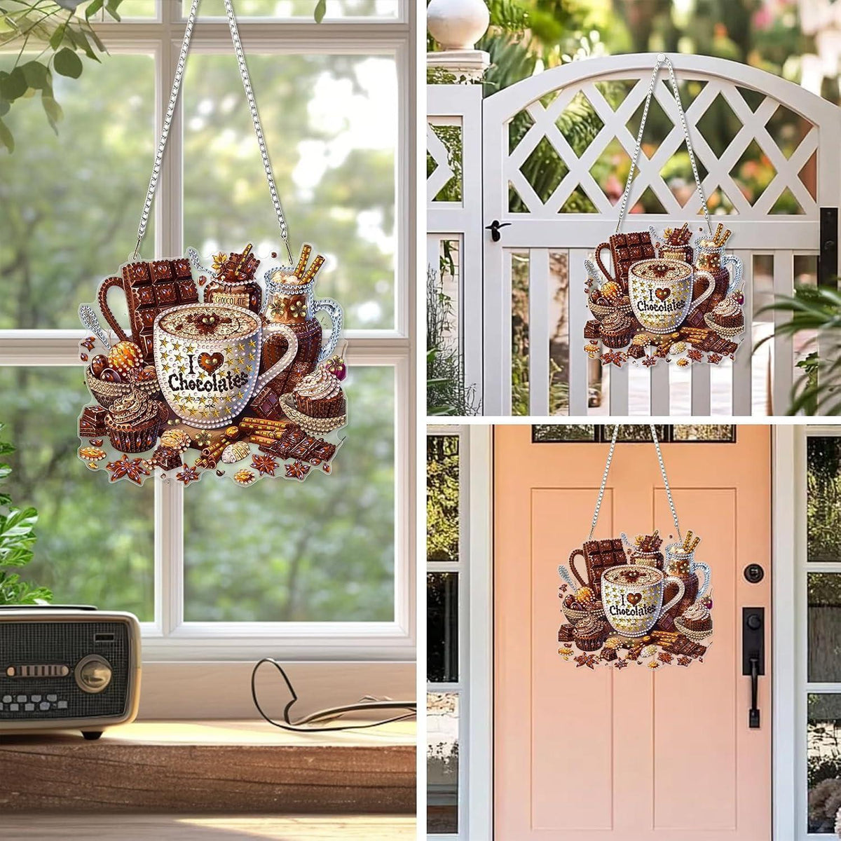 Diamantmalerei Anhänger Dessert Kaffee 5D DIY Fensterbild
