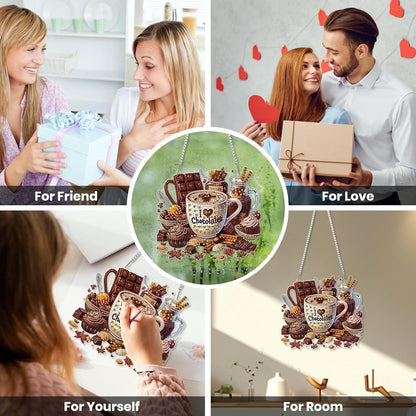 Diamantmalerei Anhänger Dessert Kaffee 5D DIY Fensterbild