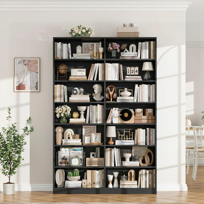 Bücherregal 212cm, 14 Fächer, Schwarz – Standregal & Vitrine