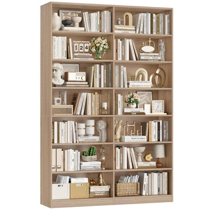 Bücherregal Eiche, 212 cm hoch, 14 Fächer – Standregal & Vitrine