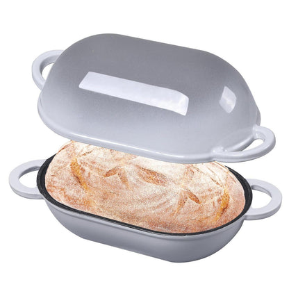 Gusseisen Brotbackform mit Deckel, 23 cm, Hellgrau