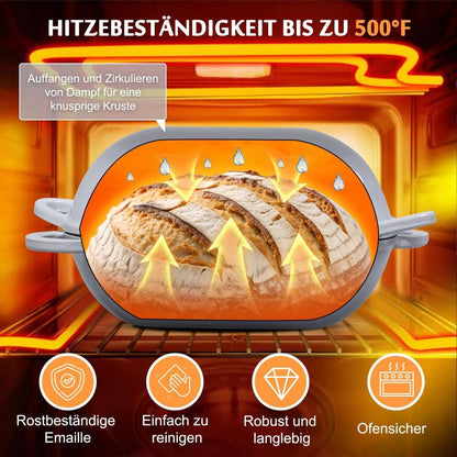 Gusseisen Brotbackform mit Deckel, 23 cm, Hellgrau