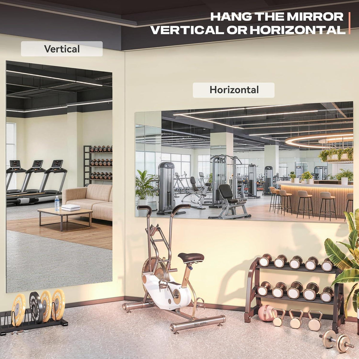 Großes Wandspiegel Fitness 181x91cm – Ideal für Yoga & Home Gym