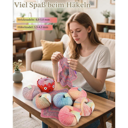 Farbverlaufsgarn 200g - Wolle zum Häkeln & Stricken Regenbogen