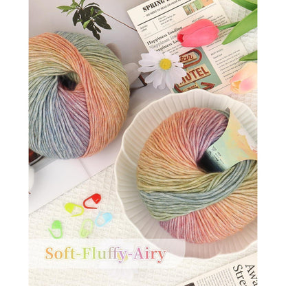 Farbverlaufsgarn 200g - Wolle zum Häkeln & Stricken Regenbogen