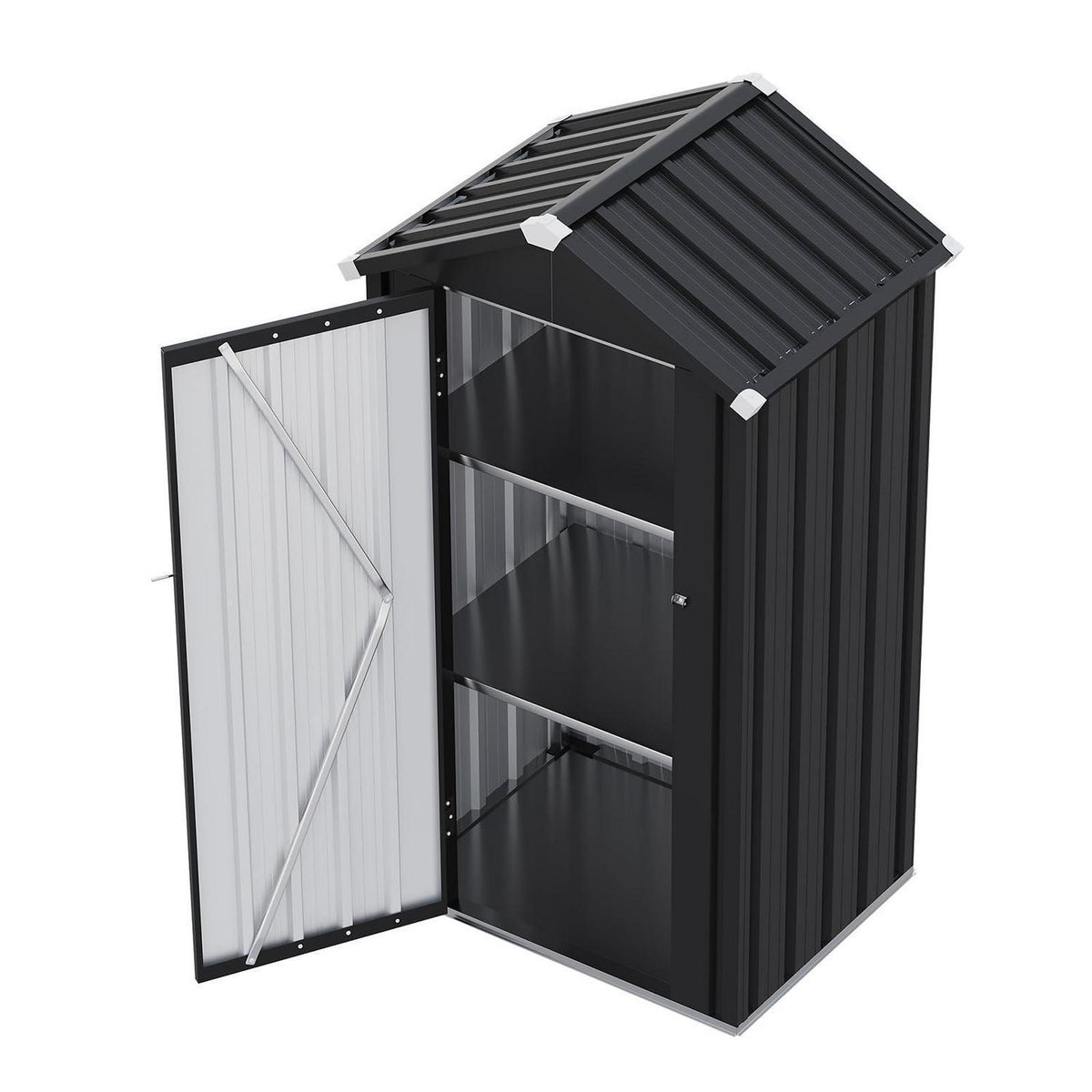 Gerätehaus Metall mit Boden – 87,5x67 cm, 2 Böden