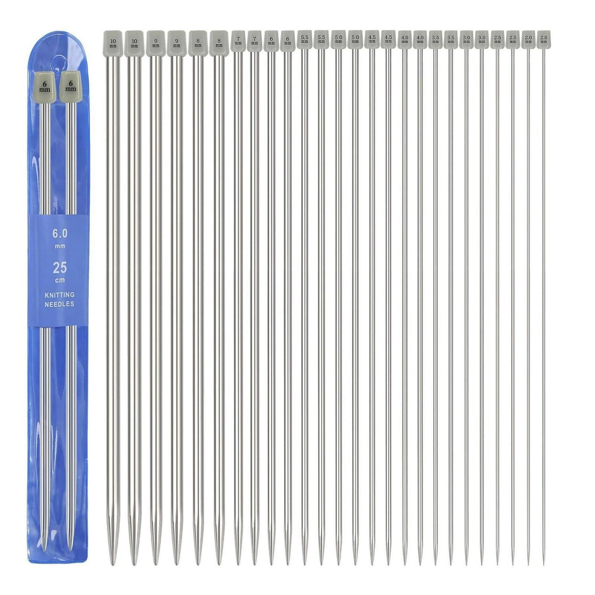 13 Paar Edelstahl Stricknadel Set – 25cm, Vielseitig & Hochwertig