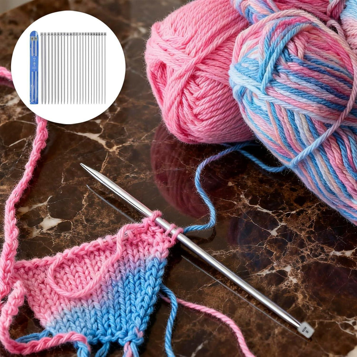 13 Paar Edelstahl Stricknadel Set – 25cm, Vielseitig & Hochwertig
