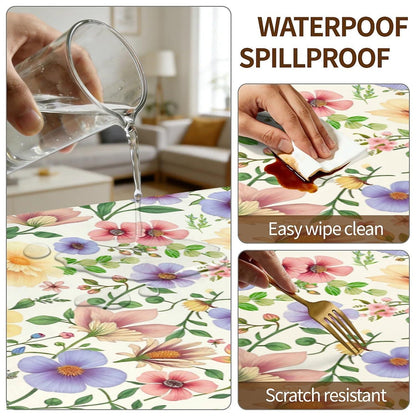 Elastische Tischdecke 120x80 cm – Wasserdicht & Wildblumenmuster