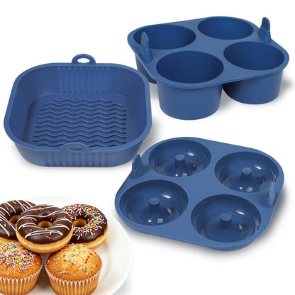 3x Silikon Muffinform & Donut Backform für Airfryer