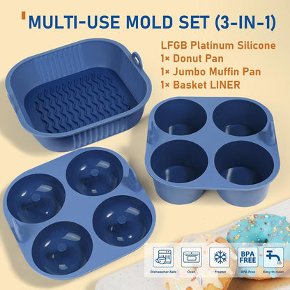 3x Silikon Muffinform & Donut Backform für Airfryer