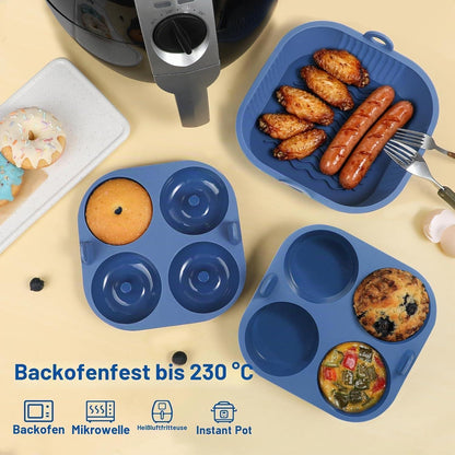 3x Silikon Muffinform & Donut Backform für Airfryer