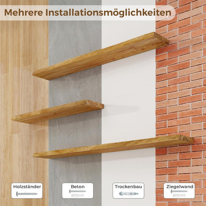 Schweberegal 2er Set mit Baumkante aus recyceltem Ulmenholz