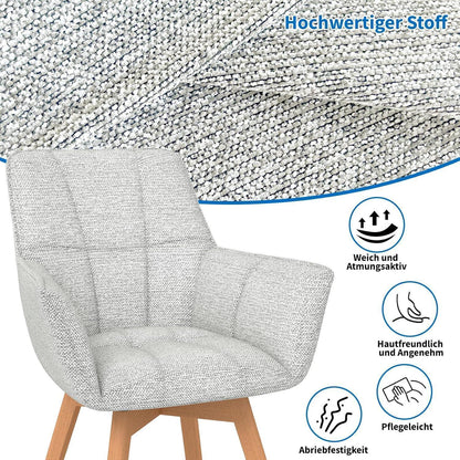 4er Set Drehstühle Samt, Hellgrau – Esszimmer, Wohnzimmer