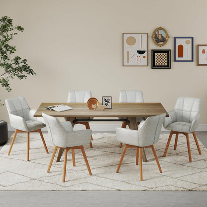 4er Set Drehstühle Samt, Hellgrau – Esszimmer, Wohnzimmer