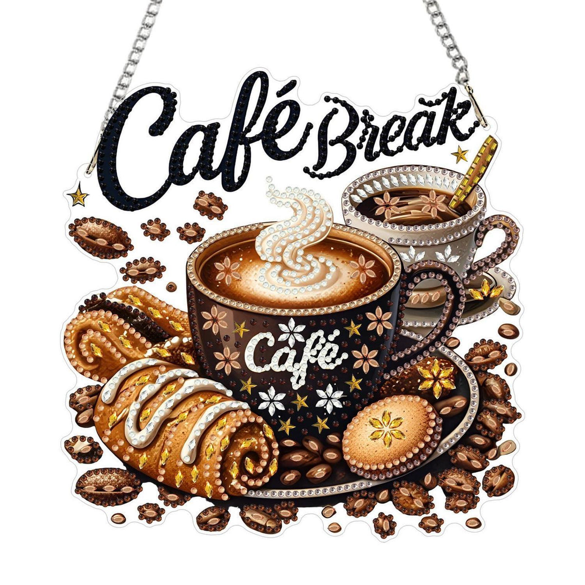 5D Diamantmalerei Kaffee Anhänger - DIY Fensterbild Set