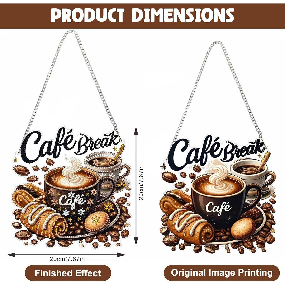 5D Diamantmalerei Kaffee Anhänger - DIY Fensterbild Set