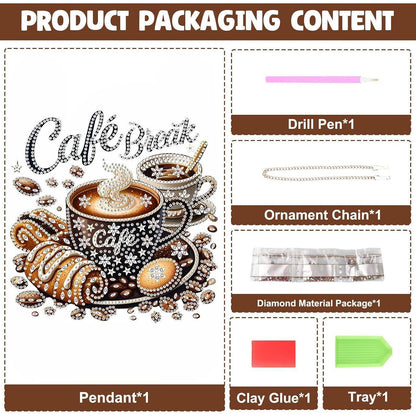 5D Diamantmalerei Kaffee Anhänger - DIY Fensterbild Set