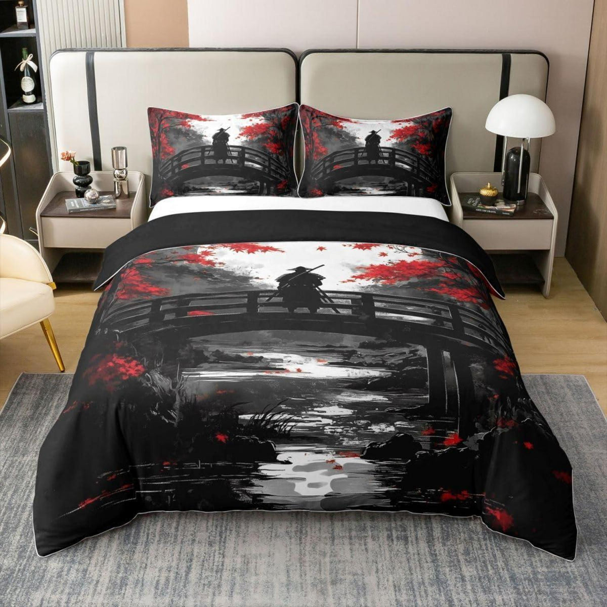 Japanisches Samurai Bettwäsche-Set 200x200 Baumwolle