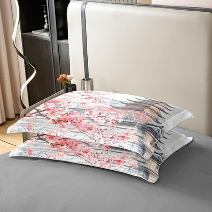 Japanische Kirschblüten Bettwäsche Set 220x240 Baumwolle