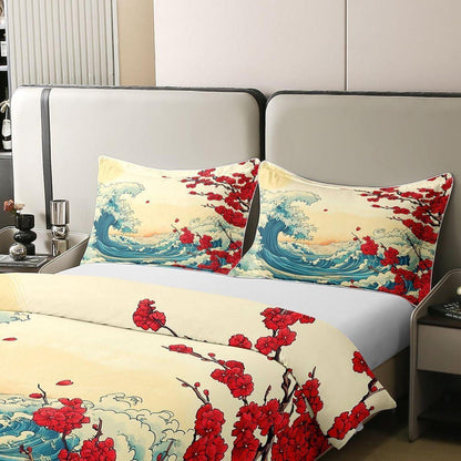 Japanischer Ukiyo-e Bettbezug 135x200 – Baumwolle Retro Design