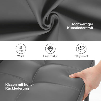 Esszimmerstühle 2er Set, Modernes mit Rautenmuster, Hellgrau in Lederoptik