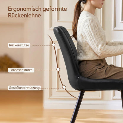 Esszimmerstühle 2er Set, Schwarz in Lederoptik