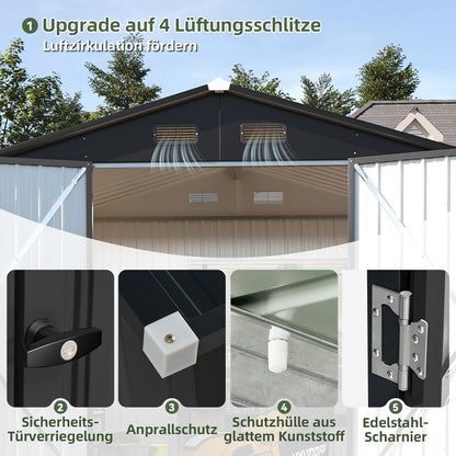 Großes Metallgerätehaus 235x171 cm – Robuster Schuppen für Garten & Werkzeug
