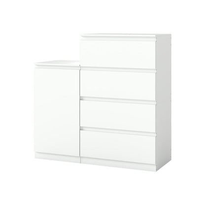 Weißes Kommoden-Set mit 4 Schubladen & Beistellschrank