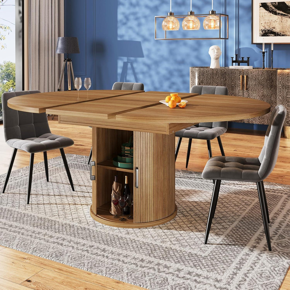 Runder Ausziehtisch mit Stauraum – Esszimmertisch für Küche & Wohnzimmer