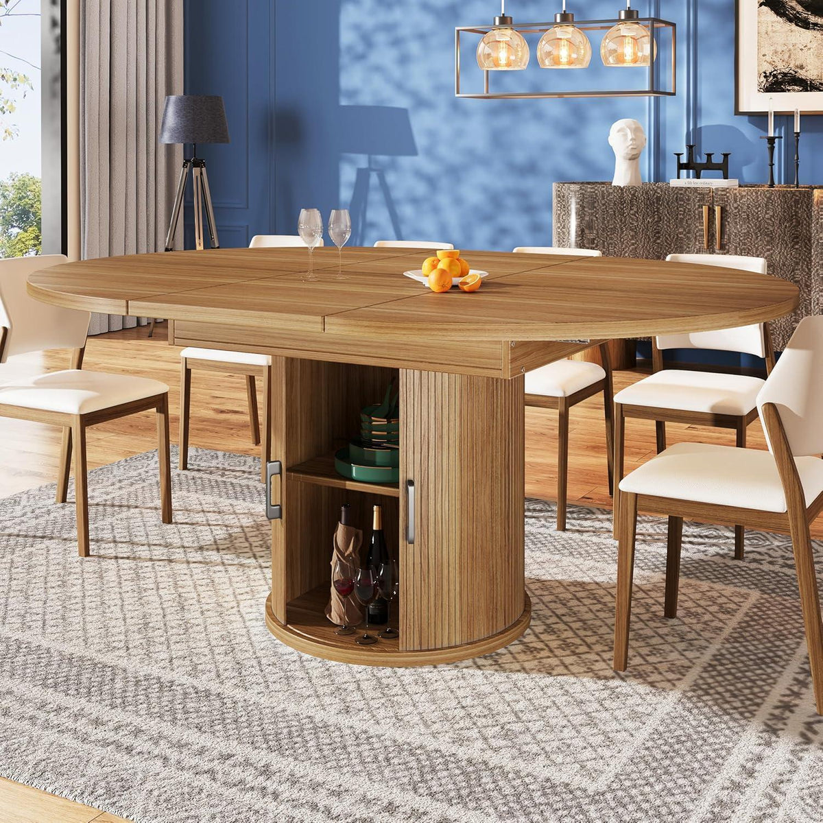 Runder Ausziehtisch mit Stauraum – Esszimmertisch für Küche & Wohnzimmer