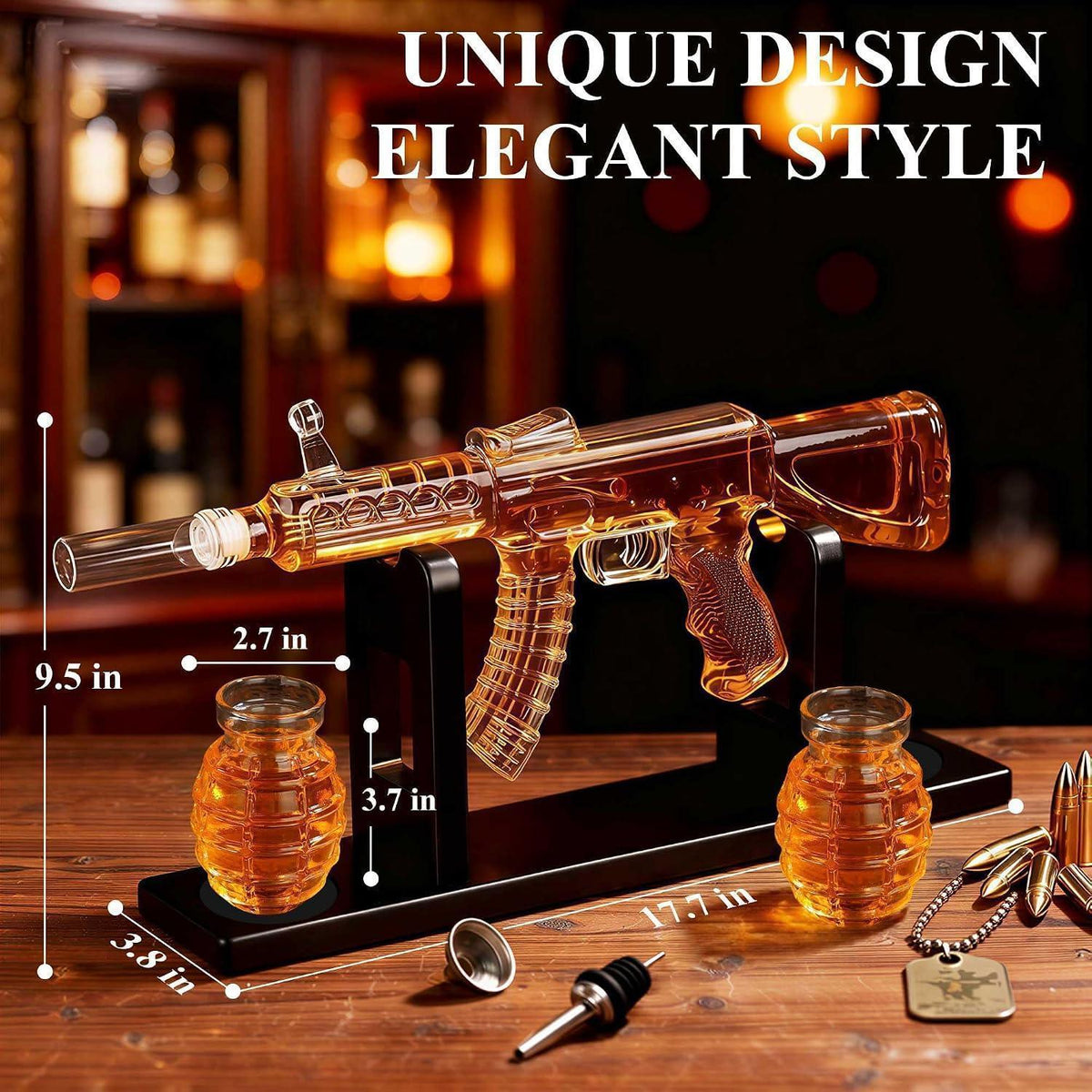 Whisky Dekanter Set mit Gläsern & Trichter – Geschenk für Männer
