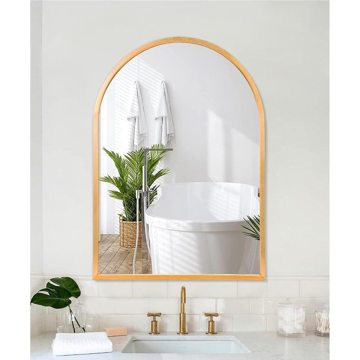 Goldener Bogen-Wandspiegel | 65x45 cm | Badezimmer & Deko