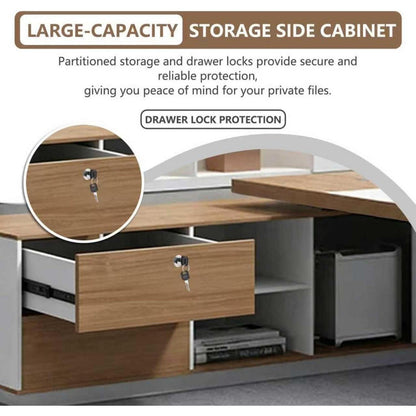 Moderner L-förmiger Schreibtisch mit Stauraum – Großer Bürotisch für Büro & Homeoffice