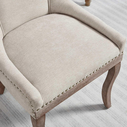 Esszimmerstühle 2er Set – Gepolsterte Chenille Stühle mit Holzbeinen