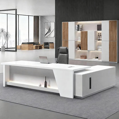 Moderner Schreibtisch mit Stauraum – L-förmiger Bürotisch Schwarz Weiß