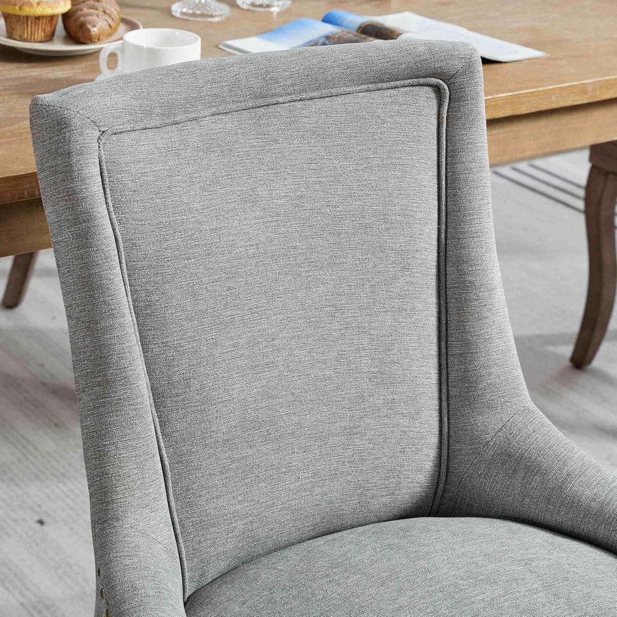 Esszimmerstühle 2er Set, Gepolsterte Chenille Stühle mit Holzbeinen