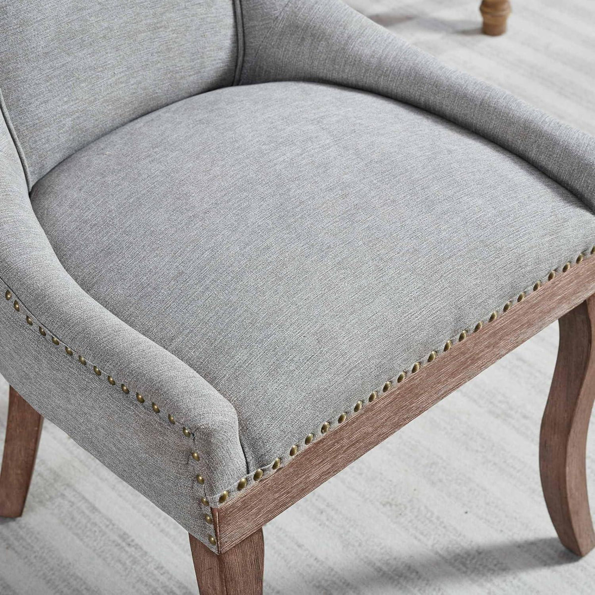 Esszimmerstühle 2er Set, Gepolsterte Chenille Stühle mit Holzbeinen