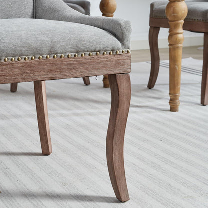 Esszimmerstühle 2er Set, Gepolsterte Chenille Stühle mit Holzbeinen