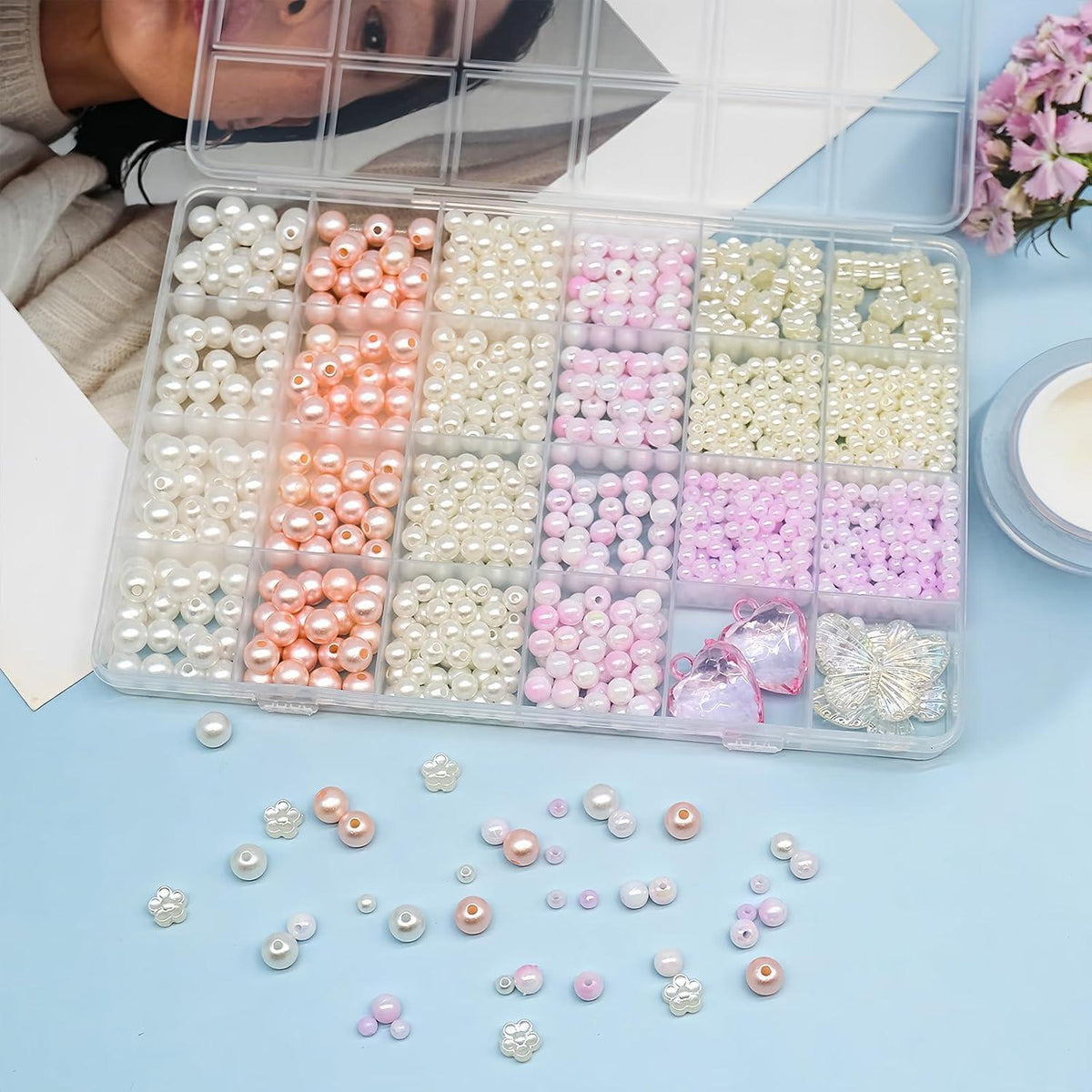 Perlen Set Weiß zum Armband Basteln – DIY Schmuck Set für Erwachsene