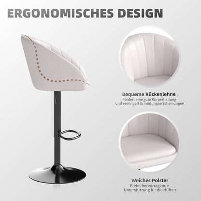 Verstellbare Barhocker Set 3er – Beige, Atmungsaktiv & Komfortabel