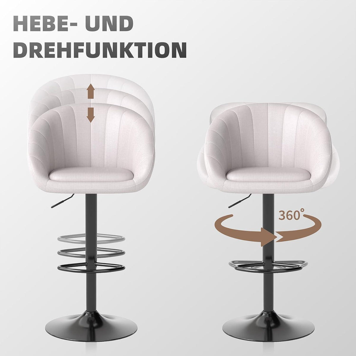 Verstellbare Barhocker Set 3er – Beige, Atmungsaktiv & Komfortabel